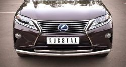 16 299 р. Защита переднего бампера (2 трубыØ63 и 42 мм, нержавейка) SLITKOFF  Lexus RX270  AL10 - RX450H  AL10  с доставкой в г. Воронеж. Увеличить фотографию 2