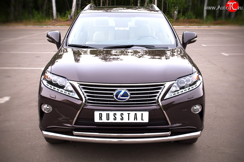 16 299 р. Защита переднего бампера (2 трубыØ63 и 42 мм, нержавейка) SLITKOFF Lexus RX270 AL10 дорестайлинг (2010-2012)  с доставкой в г. Воронеж