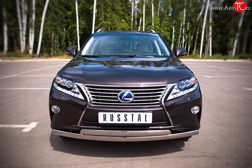 24 999 р. Защита переднего бампера (2 трубыØ75х42 мм, нержавейка) Russtal  Lexus RX270  AL10 - RX450H  AL10  с доставкой в г. Воронеж