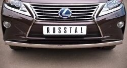 11 249 р. Защита переднего бампера (Ø75х42 мм, нержавейка) Russtal Lexus RX270 AL10 дорестайлинг (2010-2012)  с доставкой в г. Воронеж. Увеличить фотографию 1