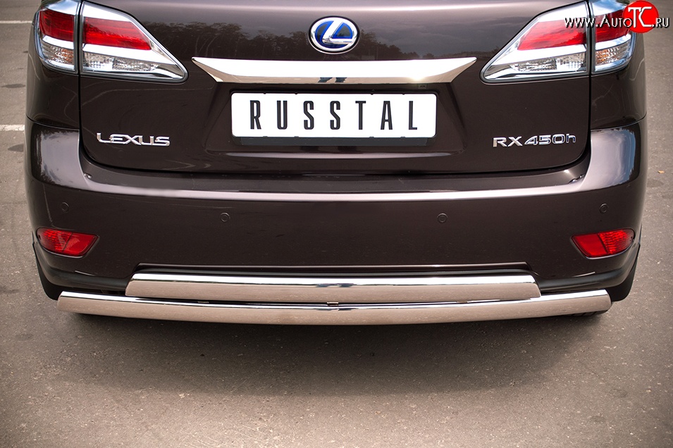 23 999 р. Защита заднего бампера (2 трубы Ø76х42 мм, нержавейка) Russtal Lexus RX270 AL10 дорестайлинг (2010-2012)  с доставкой в г. Воронеж