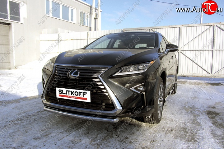 14 999 р. Защита переднего бампера из короткой трубы диаметром 57 мм Slitkoff Lexus RX350 AL20 дорестайлинг (2015-2019) (Нержавейка, Полированная)  с доставкой в г. Воронеж