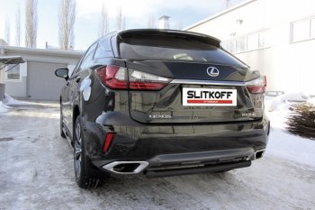 9 949 р. Защита задняя Slitkoff  Lexus RX350  AL20 (2015-2019) дорестайлинг (Цвет: серебристый)  с доставкой в г. Воронеж. Увеличить фотографию 1