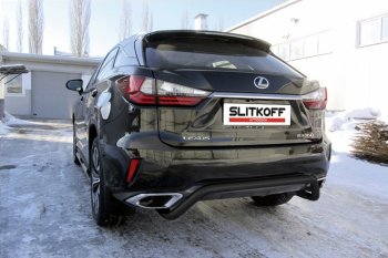 11 299 р. Защита задняя Slitkoff  Lexus RX350  AL20 (2015-2019) дорестайлинг (Цвет: серебристый)  с доставкой в г. Воронеж. Увеличить фотографию 1