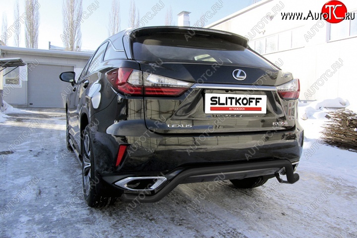 11 299 р. Защита задняя Slitkoff  Lexus RX350  AL20 (2015-2019) дорестайлинг (Цвет: серебристый)  с доставкой в г. Воронеж