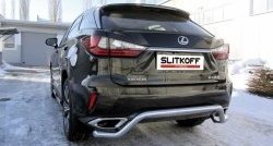 14 549 р. Защита заднего бампера из изогнутой трубы диаметром 57 мм Slitkoff Lexus RX350 AL20 дорестайлинг (2015-2019) (Нержавейка, Полированная)  с доставкой в г. Воронеж. Увеличить фотографию 1