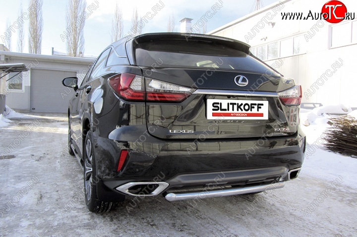 12 799 р. Защита заднего бампера из короткой трубы диаметром 57 мм Slitkoff  Lexus RX350  AL20 (2015-2019) дорестайлинг (Нержавейка, Полированная)  с доставкой в г. Воронеж