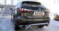 14 549 р. Защита заднего бампера диаметром 57 мм с изгибом Slitkoff  Lexus RX350  AL20 (2015-2019) дорестайлинг (Нержавейка, Полированная)  с доставкой в г. Воронеж. Увеличить фотографию 1