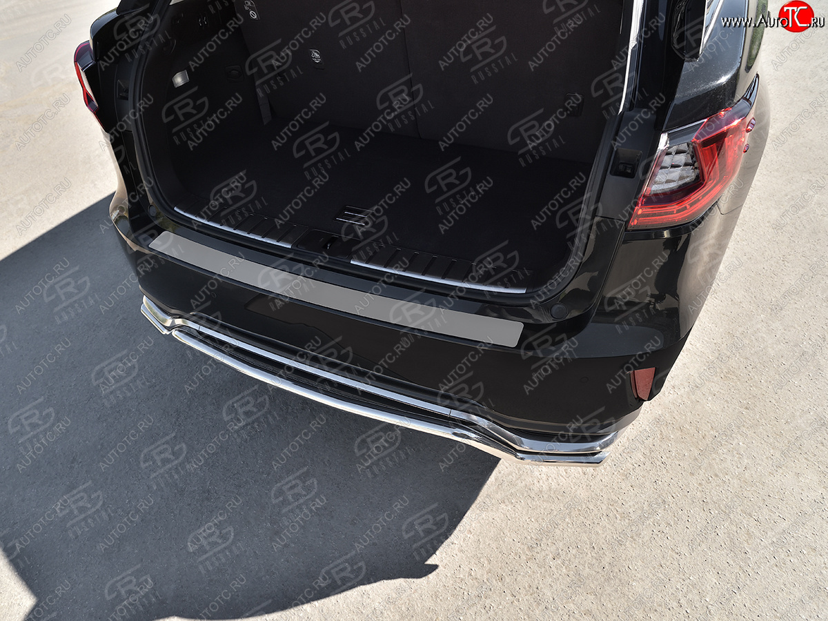2 199 р. Защитная накладка заднего бампера Russtal Lexus RX350 AL20 дорестайлинг (2015-2019) (Нержавейка шлифованная)  с доставкой в г. Воронеж