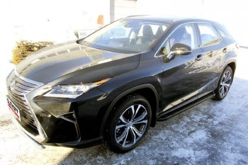 13 349 р. Пороги алюминиевые Slitkoff  Lexus RX350  AL20 (2015-2019) дорестайлинг (Optima Black )  с доставкой в г. Воронеж. Увеличить фотографию 2