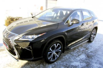11 299 р. Пороги алюминиевые Slitkoff  Lexus RX350  AL20 (2015-2019) дорестайлинг (Luxe Black)  с доставкой в г. Воронеж. Увеличить фотографию 2