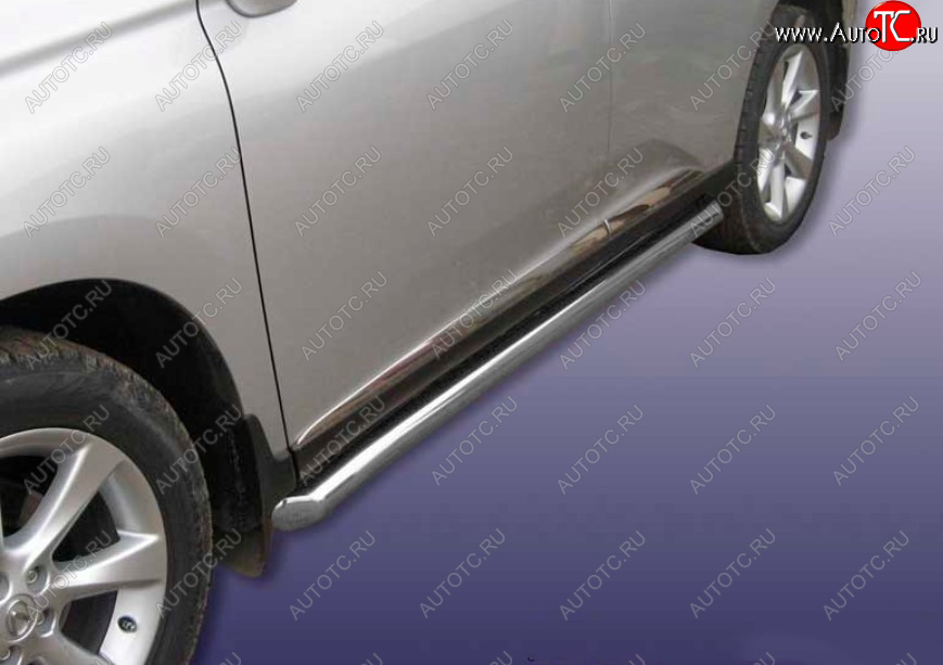 16 499 р. Защита порогов Ø76 мм с гибами Slitkoff  Lexus RX350  AL10 (2008-2012) дорестайлинг (сталь с полимерным покрытием, цвет серебро)  с доставкой в г. Воронеж