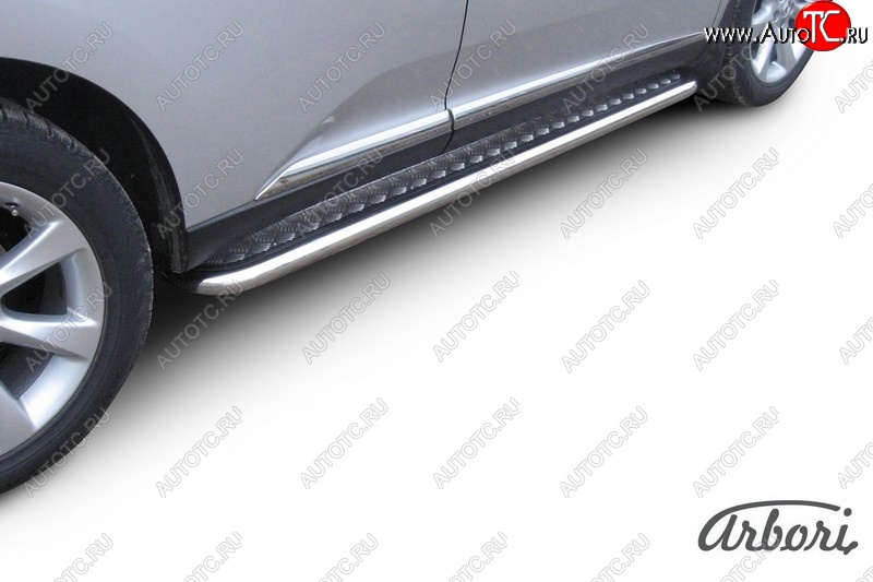 26 729 р. Защита штатных порогов с листом Arbori (нержавейка, алюминий, d57)  Lexus RX350  AL10 (2008-2012) дорестайлинг  с доставкой в г. Воронеж