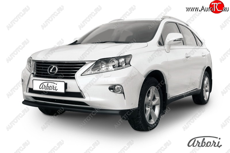 9 845 р. Защита переднего бампера Arbori (черная, 1 труба d57 mm). Lexus RX350 AL10 рестайлинг (2012-2015)  с доставкой в г. Воронеж