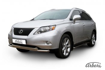 22 049 р. Защита переднего бампера Arbori (нержавейка, 2 трубы d57 и 57 mm) Lexus RX350 AL10 дорестайлинг (2008-2012)  с доставкой в г. Воронеж. Увеличить фотографию 2