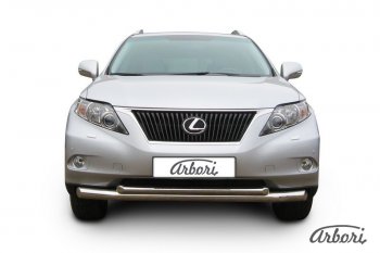 Защита переднего бампера Arbori (нержавейка, 2 трубы d76 и 57 mm) Lexus RX350  AL10 (2008-2012) дорестайлинг