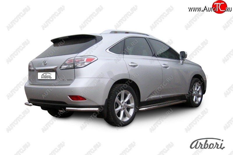12 509 р. Защита заднего бампера Arbori (уголки, нержавейка, 1 труба d57 mm).  Lexus RX350  AL10 (2008-2012) дорестайлинг  с доставкой в г. Воронеж