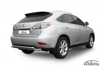 Защита заднего бампера Arbori (нержавейка, 2 трубы d57 и 57 mm). Lexus RX350  AL10 (2008-2012) дорестайлинг