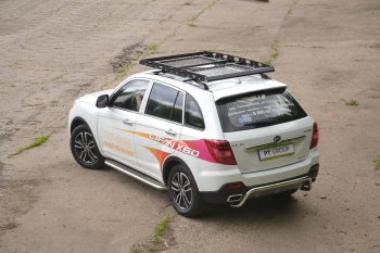 26 349 р. Порожки для ног из трубы Ø51 с алюминиевой площадкой Petroil Tuning Lifan X60 2-ой рестайлинг (2016-2025) (Нержавеющая полированная сталь)  с доставкой в г. Воронеж. Увеличить фотографию 3