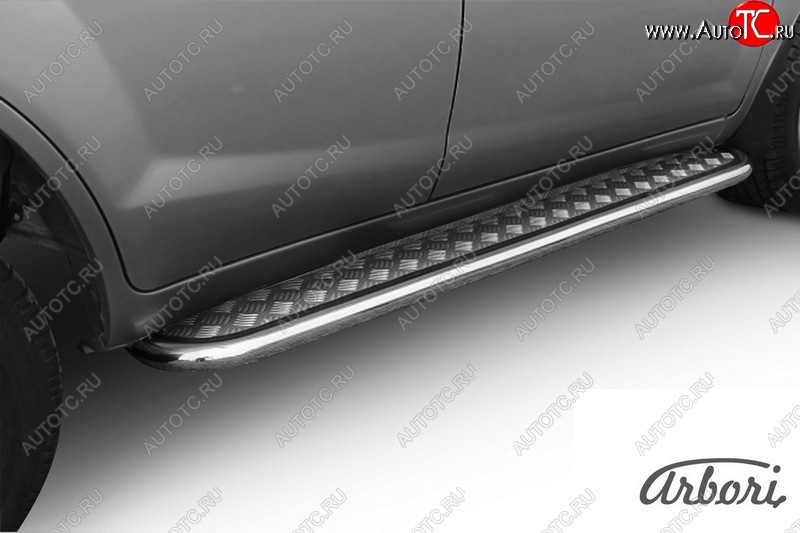 11 249 р. Защита штатных порогов с листом Arbori (труба - нержавейка d42, лист - алюминий) Lifan X60 2-ой рестайлинг (2016-2025)  с доставкой в г. Воронеж