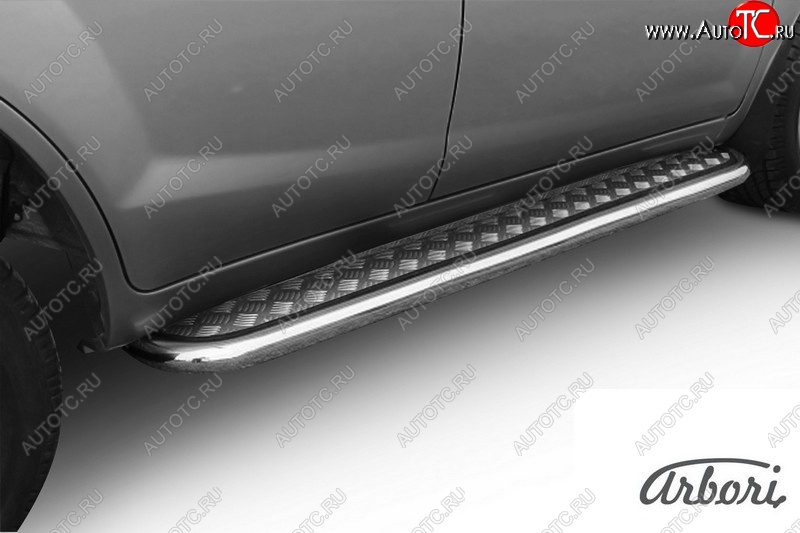 15 929 р. Защита порогов для ног Arbori (нержавейка, алюминий, d60) Lifan X60 дорестайлинг (2011-2015)  с доставкой в г. Воронеж