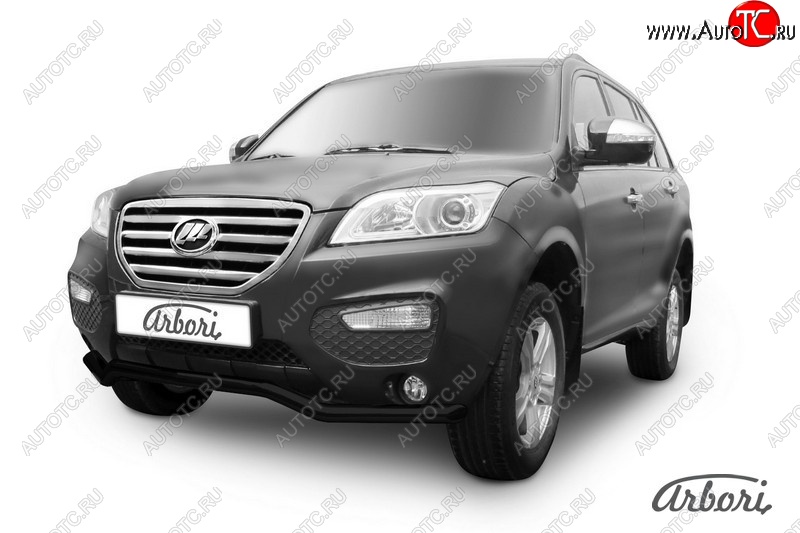 3 509 р. Защита переднего бампера Arbori (волна, черная, 1 труба d60 mm). Lifan X60 дорестайлинг (2011-2015)  с доставкой в г. Воронеж