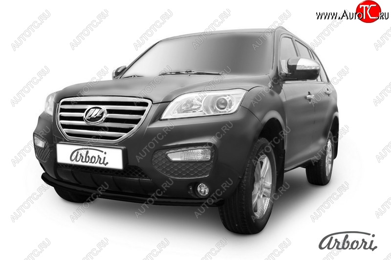 3 284 р. Защита переднего бампера Arbori (черная, 1 труба d60 mm). Lifan X60 дорестайлинг (2011-2015)  с доставкой в г. Воронеж