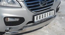 16 549 р. Защита переднего бампера (2 трубыØ75х42 мм, нержавейка) Russtal Lifan X60 дорестайлинг (2011-2015)  с доставкой в г. Воронеж. Увеличить фотографию 2