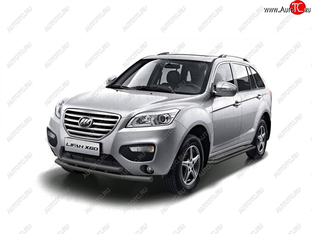 6 749 р. Защита переднего бампера двойная из труб d63/51 мм Petroil Tuning Lifan X60 дорестайлинг (2011-2015) (Цвет: Черный (Шагрень))  с доставкой в г. Воронеж
