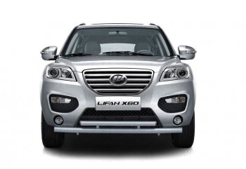 6 749 р. Защита переднего бампера двойная из труб d63/51 мм Petroil Tuning Lifan X60 дорестайлинг (2011-2015) (Цвет: Черный (Шагрень))  с доставкой в г. Воронеж. Увеличить фотографию 2