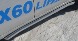 70 999 р. Защита порогов из круглой трубы диаметром 63 мм Russtal Lifan X60 дорестайлинг (2011-2015) (Защита порогов с со скосами на торцах (вариант 1))  с доставкой в г. Воронеж. Увеличить фотографию 3