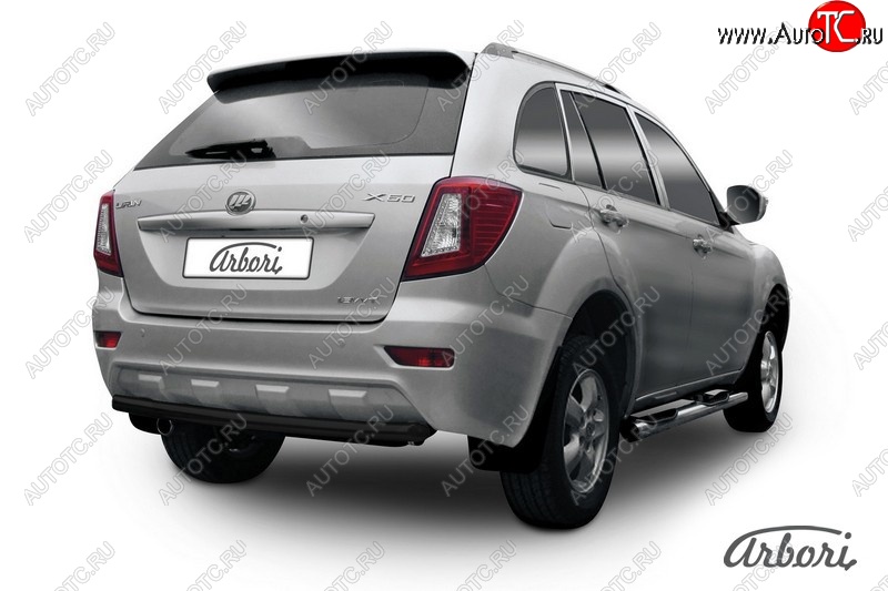 2 969 р. Защита заднего бампера Arbori (черная, 1 труба d60 mm). Lifan X60 1-ый рестайлинг (2015-2016)  с доставкой в г. Воронеж