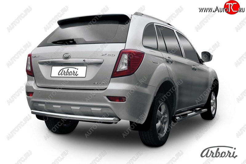 14 999 р. Защита заднего бампера Arbori (нержавейка, 1 труба d60 mm). Lifan X60 1-ый рестайлинг (2015-2016)  с доставкой в г. Воронеж