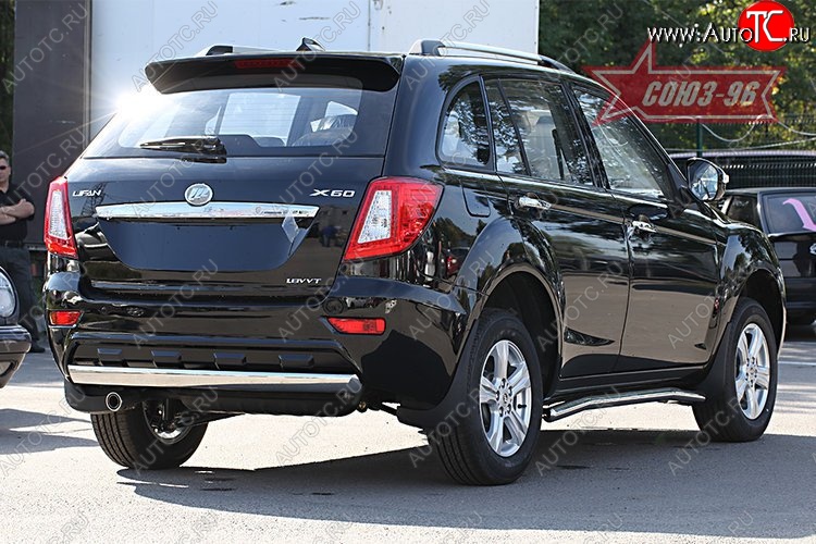 11 384 р. Защита заднего бампера из овальной трубы Souz-96 (в 75х42)  Lifan X60 (2011-2015) дорестайлинг  с доставкой в г. Воронеж