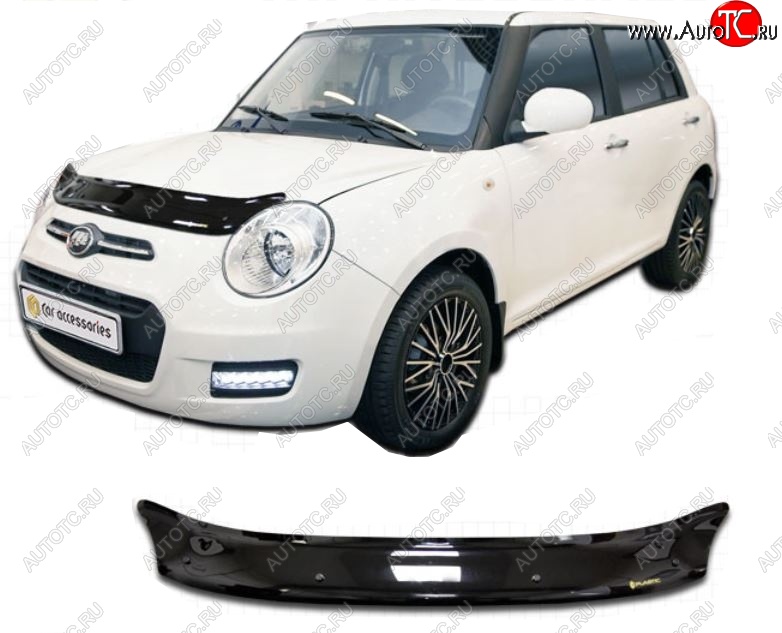 1 839 р. Дефлектор капота CA-Plastiс  Lifan Smily  330 хэтчбэк (2014-2017) рестайлинг (Classic черный, Без надписи)  с доставкой в г. Воронеж
