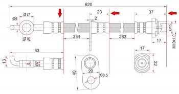 649 р. Тормозной шланг SAT (передний, левый, пр-во Таиланд) Toyota Allion T240 седан дорестайлинг (2001-2004)  с доставкой в г. Воронеж. Увеличить фотографию 1