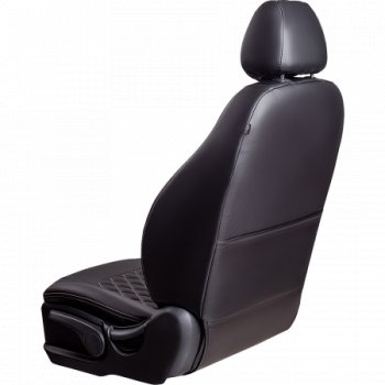 7 199 р. Чехлы для сидений Lord Autofashion Турин Ромб (экокожа, спинка и сиденье 60/40, подлокотник, 3 Г-образных подголовника)  Lifan X60 (2011-2025) дорестайлинг, 1-ый рестайлинг, 2-ой рестайлинг (Черный, вставка черная, строчка бежевая)  с доставкой в г. Воронеж. Увеличить фотографию 3