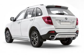 13 299 р. Защита порогов вогнутая из трубы Ø63 Petroil Tuning  Lifan X60 (2016-2025) 2-ой рестайлинг (Нержавеющая полированная сталь)  с доставкой в г. Воронеж. Увеличить фотографию 2