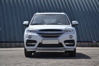 14 499 р. Защита переднего бампера двойная из труб d63/51 мм Petroil Tuning Lifan X60 2-ой рестайлинг (2016-2025) (Нержавеющая полированная сталь)  с доставкой в г. Воронеж. Увеличить фотографию 3