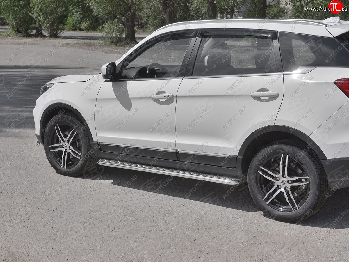 22 999 р. Порожки для ног SLITKOFF (Ø42 мм) Lifan X70 (2018-2025) (Лист алюминиевый, труба - сталь окрашенная в черный цвет)  с доставкой в г. Воронеж