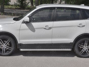 35 549 р. Порожки для ног SLITKOFF (Ø42 мм)  Lifan X70 (2018-2025) (Лист нержавейка, труба - нержавейка)  с доставкой в г. Воронеж. Увеличить фотографию 2