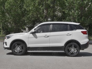 19 399 р. Защита порогов (Ø120x60 мм с проступью, нержавейка) Russtal Lifan X70 (2018-2025)  с доставкой в г. Воронеж. Увеличить фотографию 3