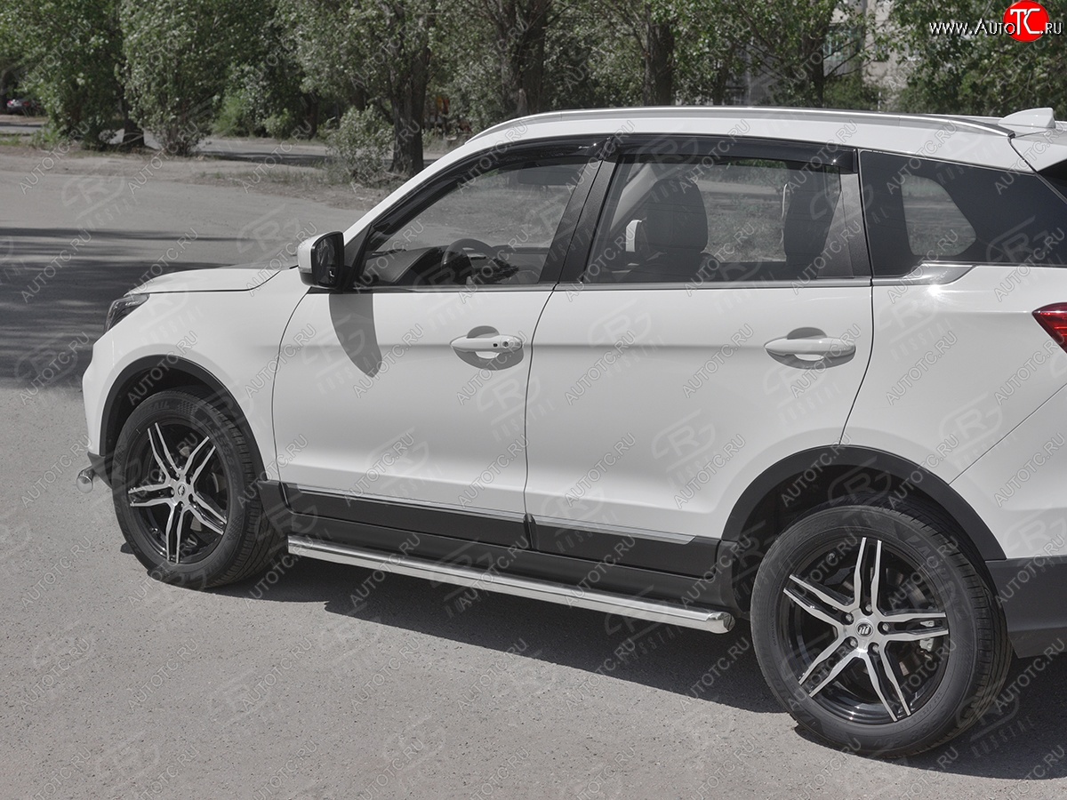 19 999 р. Защита порогов (Ø63 мм, нержавейка) SLITKOFF  Lifan X70 (2018-2025) (Металлические торцы под 45°)  с доставкой в г. Воронеж