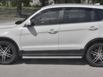 19 999 р. Защита порогов (Ø63 мм, нержавейка) SLITKOFF  Lifan X70 (2018-2025) (Металлические торцы под 45°)  с доставкой в г. Воронеж. Увеличить фотографию 2