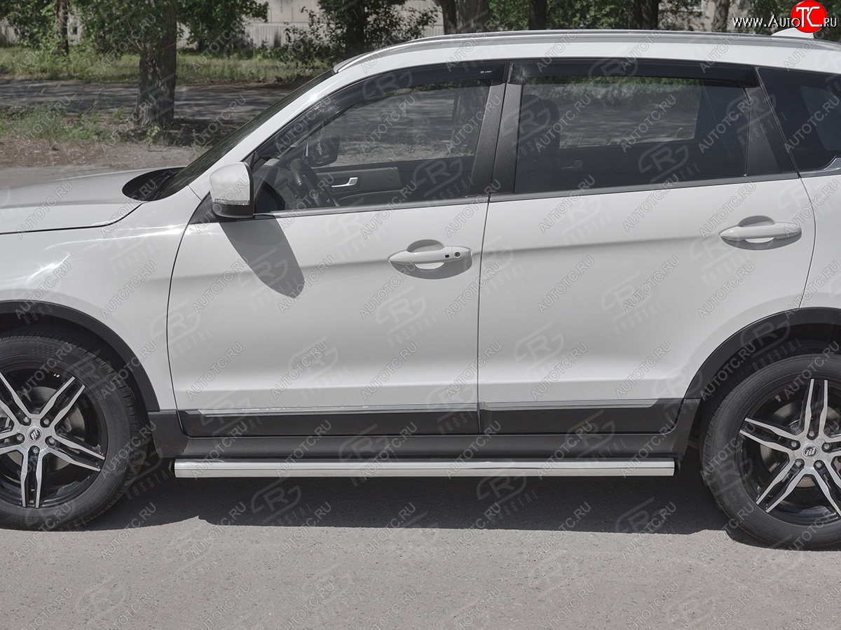 18 799 р. Защита порогов (Ø63 мм, нержавейка) SLITKOFF Lifan X70 (2018-2025) (С пластиковыми заглушками на торцах)  с доставкой в г. Воронеж