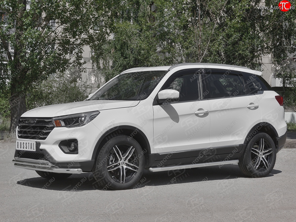 19 999 р. Защита порогов (Ø63 мм, нержавейка) SLITKOFF  Lifan X70 (2018-2025) (Металлические торцы под 90°)  с доставкой в г. Воронеж
