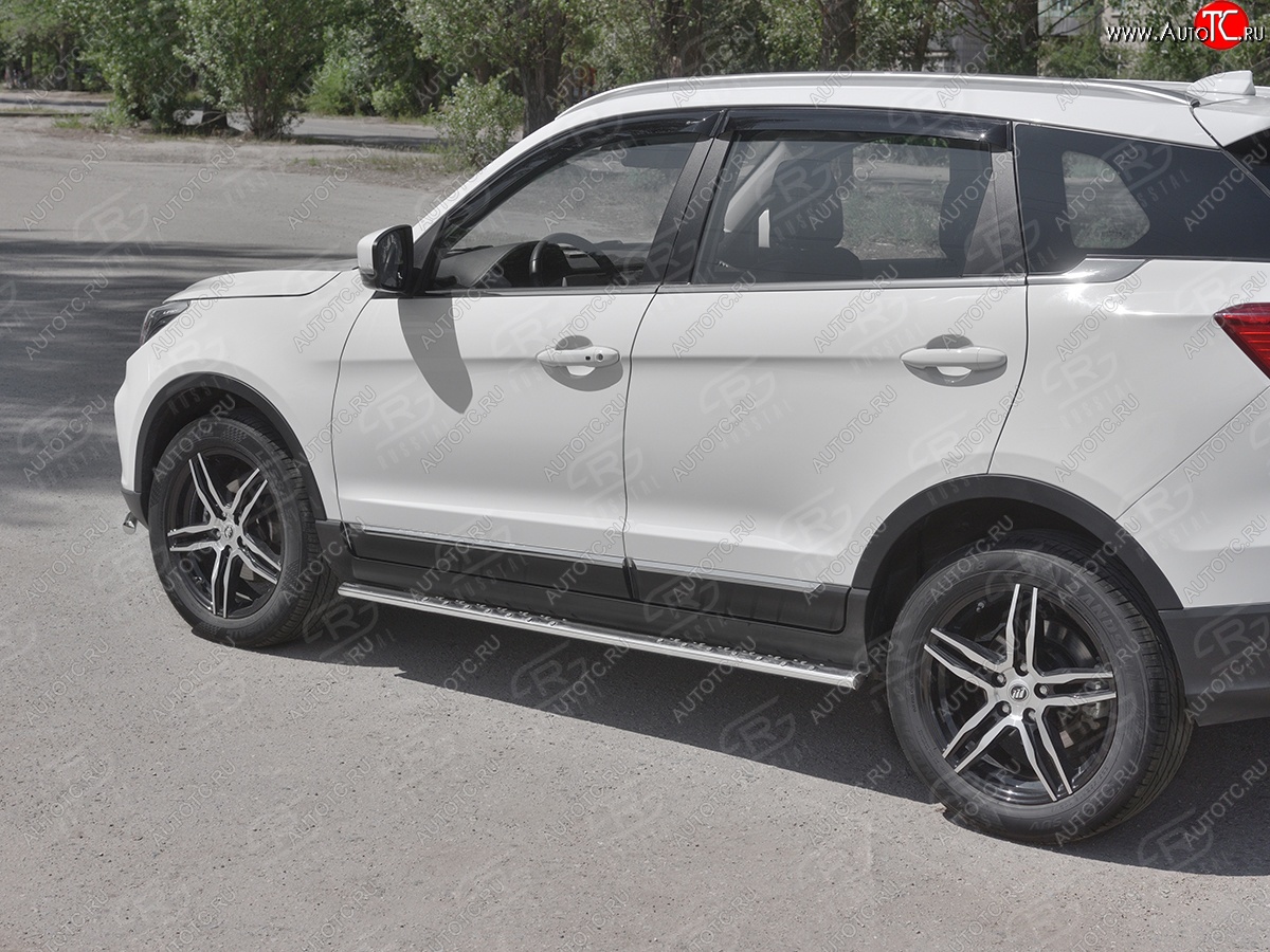 16 649 р. Защита порогов (Ø75x42 мм с проступью, нержавейка) Russtal Lifan X70 (2018-2025)  с доставкой в г. Воронеж