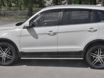 16 649 р. Защита порогов (Ø75x42 мм с проступью, нержавейка) Russtal Lifan X70 (2018-2025)  с доставкой в г. Воронеж. Увеличить фотографию 2