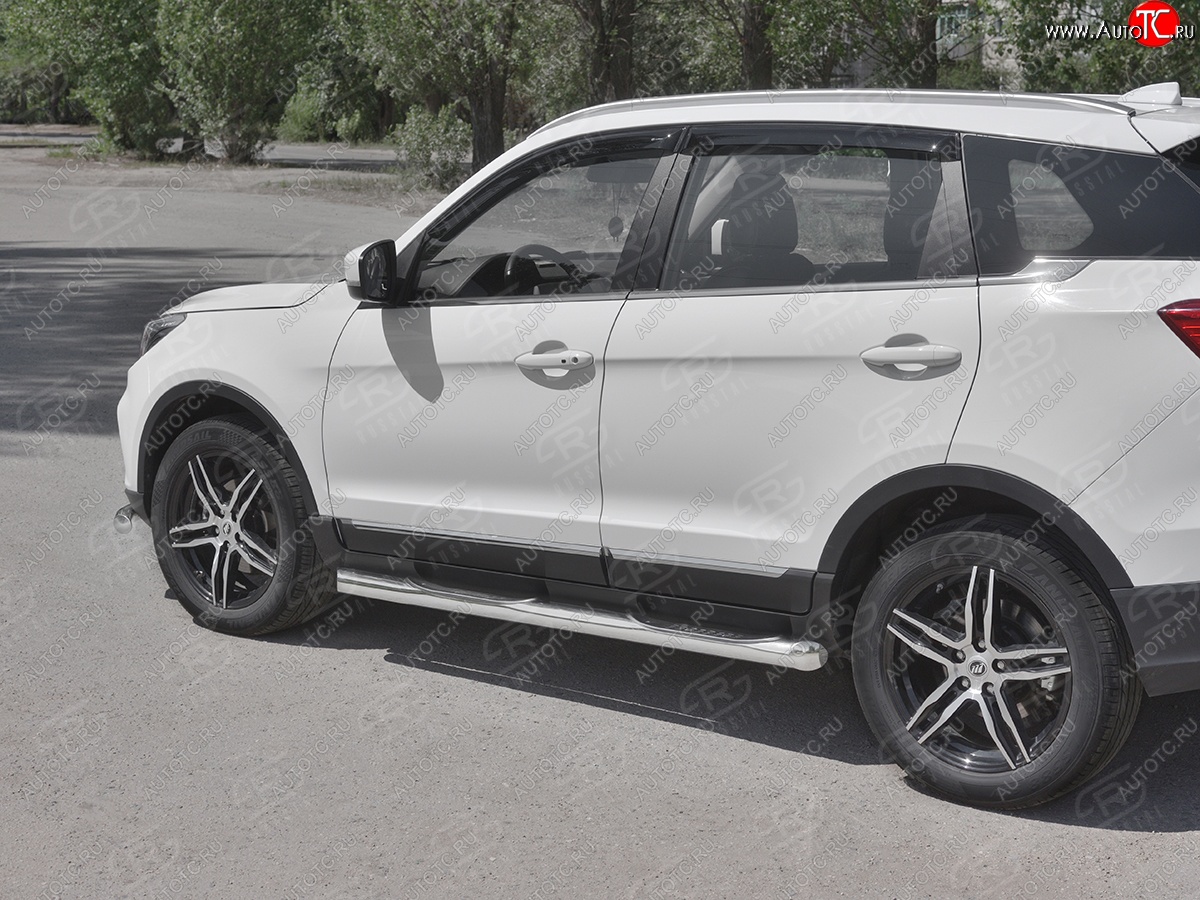 24 549 р. Защита порогов (Ø76 мм с проступью, нержавейка) SLITKOFF  Lifan X70 (2018-2025) (Металлические торцы под 45°)  с доставкой в г. Воронеж