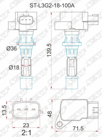 Катушка зажигания SAT (2.3 GG/GH/GY/LY3) Mazda Atenza (2007-2012)